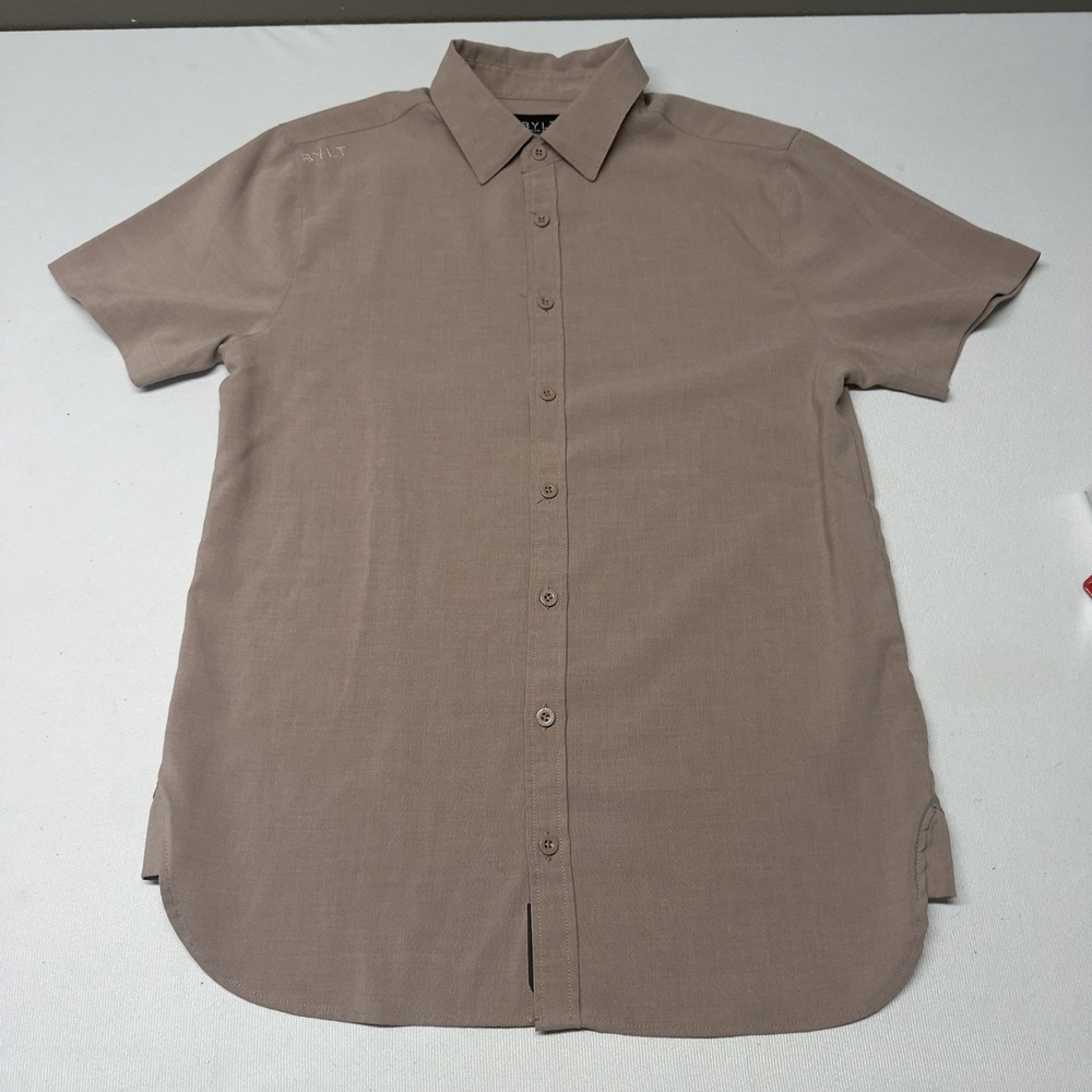 BYLT Vista Premium Basics Light Brown Button Down Shirt Men's S Small Casual